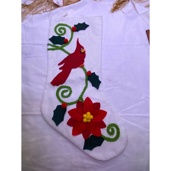 Christmas Stocking, The Bon-Ton Store, New , White with Colorful Felt appliques - Picture 7 of 11